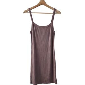 Aritzia Wilfred Free Milk Chocolate Ribbed Mini Dress